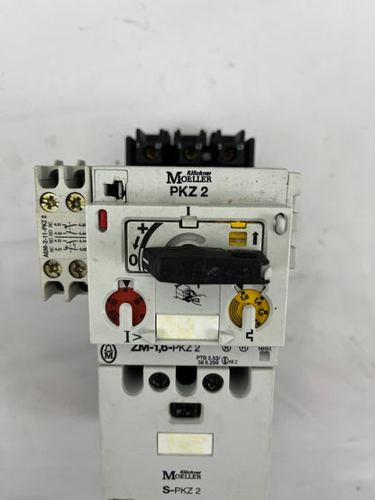 Moeller PKZ2 Motor Protection Breaker ZM-1,6-PKZ2 S-PKZ2 1-1.6A 10A 600VAC Used