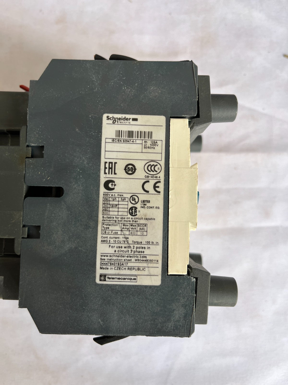 Schneider Electric LC1D80008 Contactor 4 Pole AC 125A Used Working Spare Unit