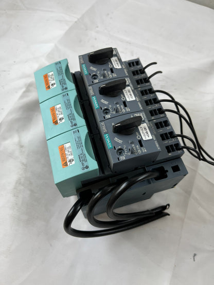 Siemens Sirius 3RV2011 Motor Starter Lot 3x MPCB 1.1-3.2A w Base Modules Used