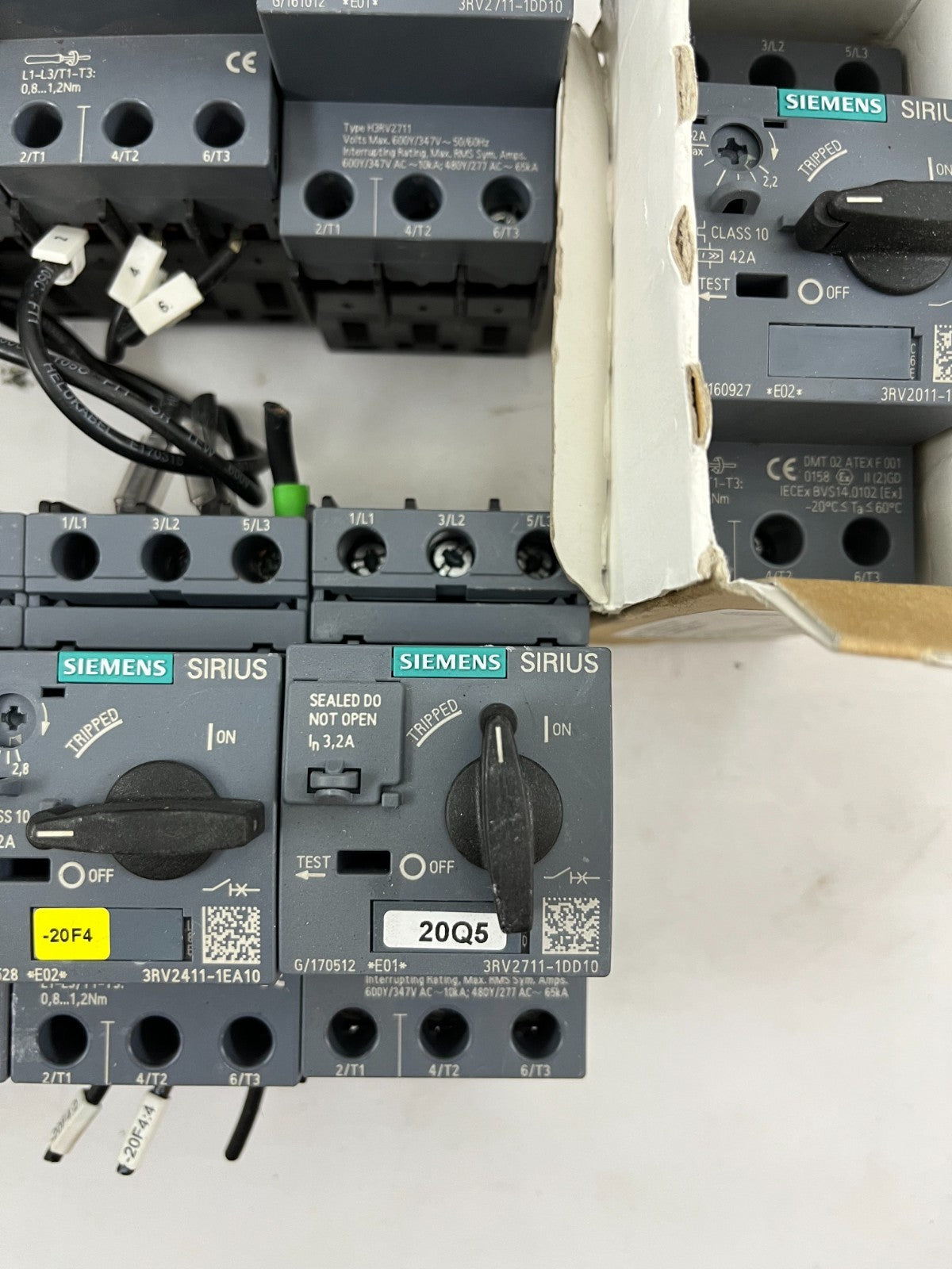 Bundle of 7 Siemens Sirius Motor Protection Circuit Breakers, Mix Various Types