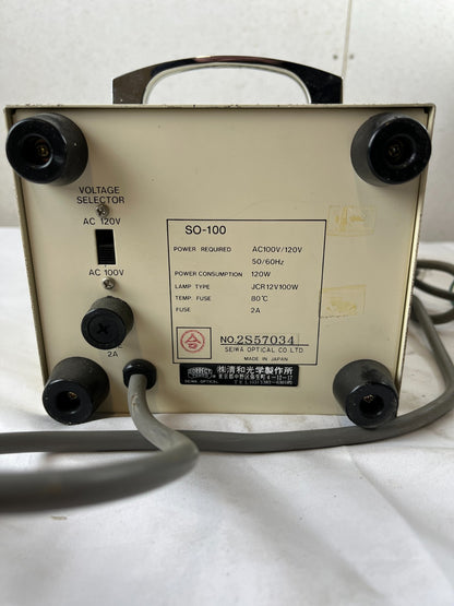 Seiwa Optical SO-100 Fiber Illuminator 100W Microscope Light Source Japan Used