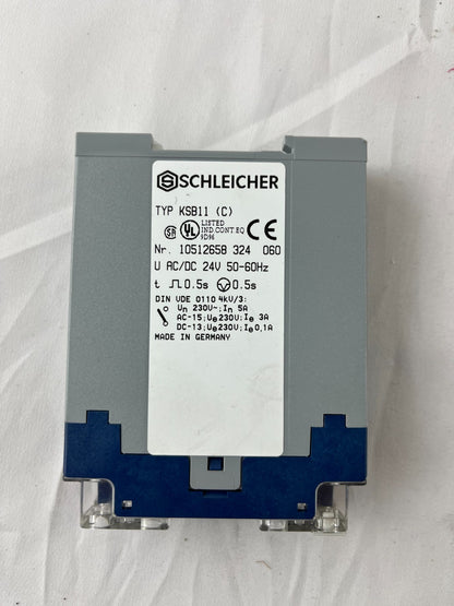Schleicher KSB11 (C) Time Delay Relay 24V AC/DC 50-60Hz 10512658 Germany NEW