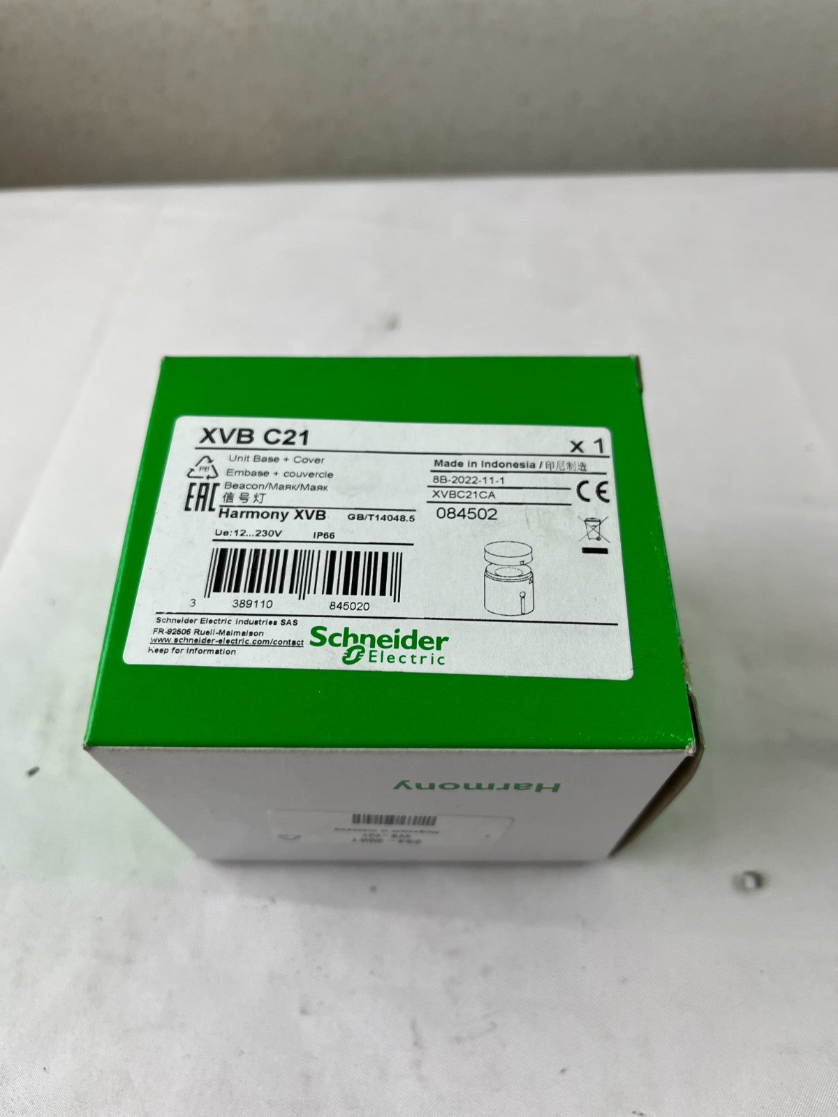 Schneider Electric XVBC21CA Harmony XVB Base Unit + Cover 70 mm Tower Light