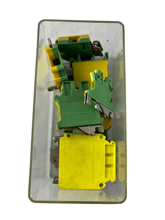 Ground Terminal Block Lot Phoenix Contact USLKG 16N Used Yellow Green PE Earth