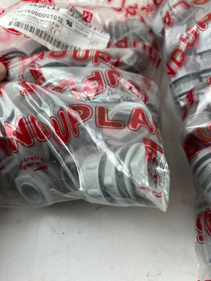 Induplas Cavoflex M20x1.5 + PG13.5 Straight Fittings Lot ~75 pcs Gray 7001 New