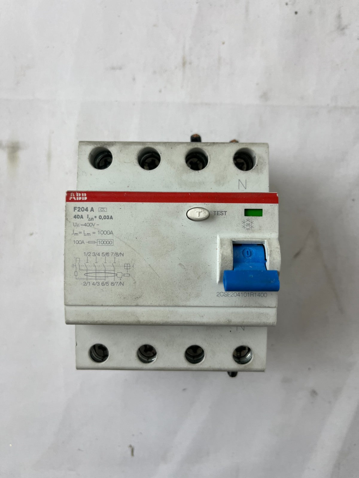 ABB F204 A 40A 30mA 4-Pole RCCB RCD Residual Current Breaker Used Spare Unit