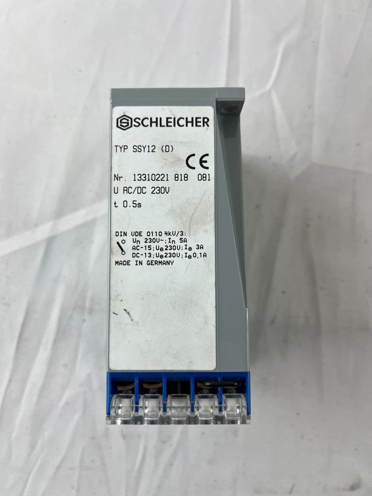 Schleicher SSY12 D Time Relay NEW 230V AC/DC 0.5s Fixed Germany DIN Rail