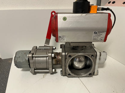 END-Armaturen ZD311567 DN50 Ball Valve Pneumatic Actuator Airtec Solenoid Used