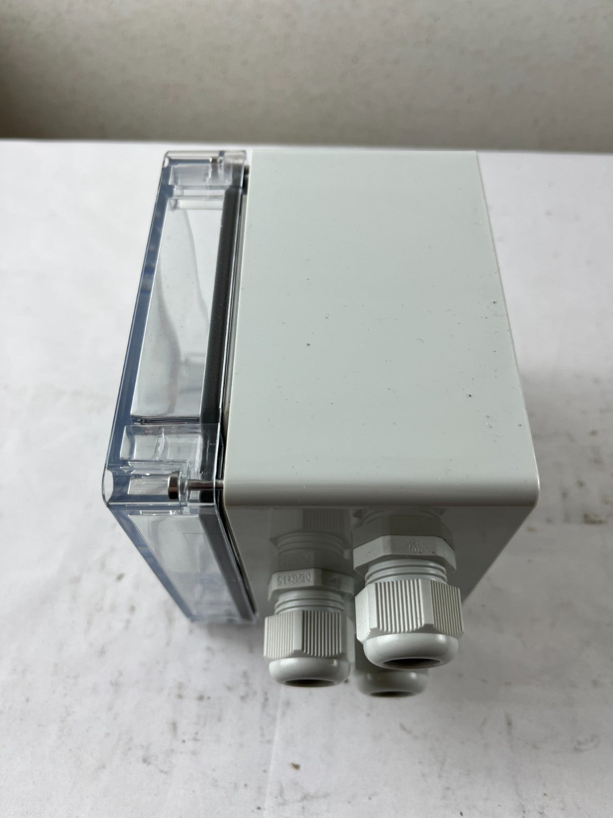 Industrial Junction Box 110x90mm Clear Lid 3x Cable Glands Used Spare Unit