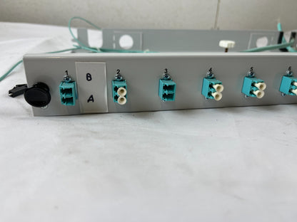 12 Port LC Duplex Fiber Optic Patch Panel Rack Mount OM3 Aqua MMF Used SPare