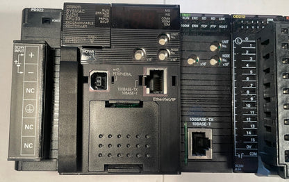 Omron CJ2M-CPU33 PLC System with CJ1W-ETN21, 3x OD212 & 4x ID211 – Used