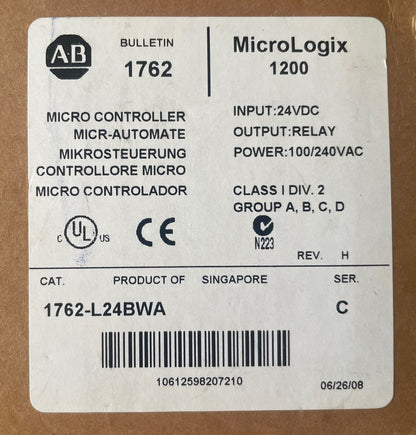 Allen-Bradley 1762-L24BWA MicroLogix 1200 PLC Series C – New / Unused