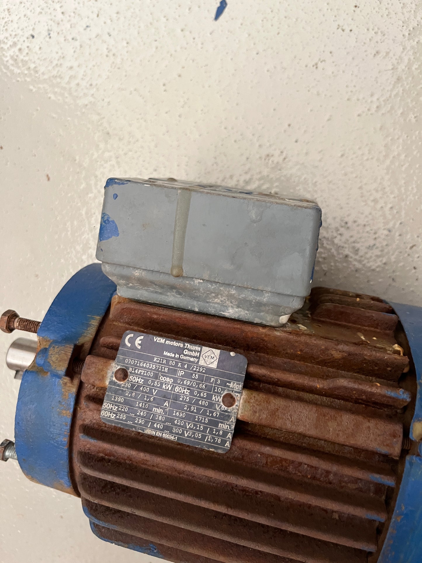 VEM K21R 80 K 4 0.55kW 3-Phase Electric Motor 230/400V Used Working