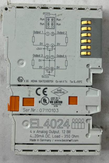 Beckhoff EL4024 Analog Output Terminal 4–20 mA, 4-Channel