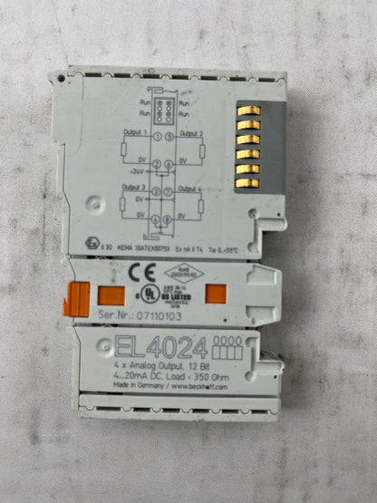 Beckhoff EL4024 Analog Output Terminal 4–20 mA, 4-Channel