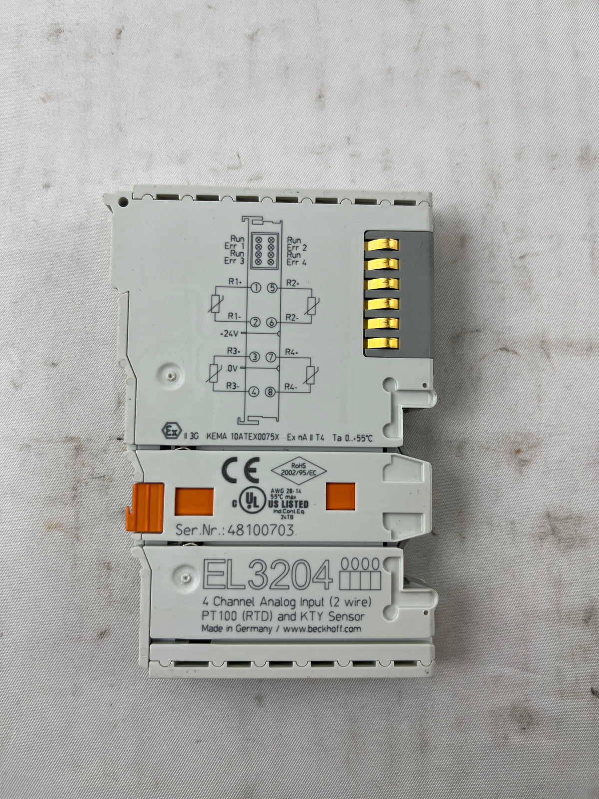 Beckhoff EL3204 4-Channel PT100/KTY Analog Input Module