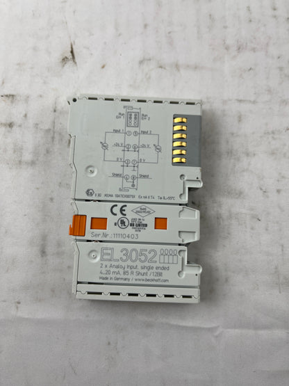 Beckhoff EL3052 Analog Input Terminal – 2 Ch, 4–20 mA