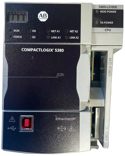 Allen-Bradley 5069-L310ER CompactLogix 5380 PLC controller rear Ethernet ports